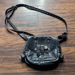 Foley + Corinna 7115 Black Leather Crossbody Bag